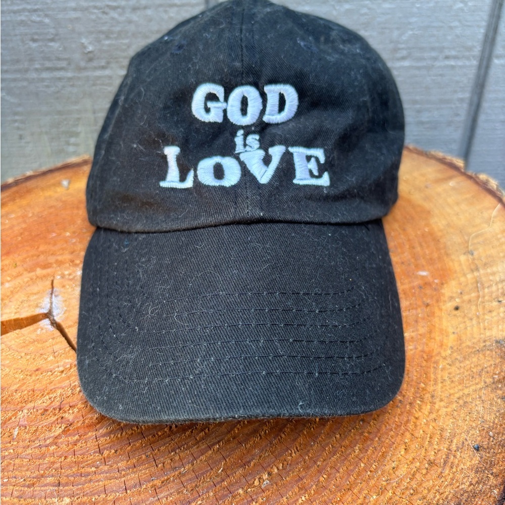 Black Cap with 'God is Love' Embroidery - Picture 2 of 3